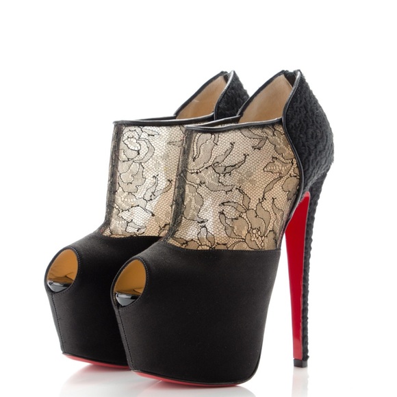 Christian Louboutin Shoes - Christian Louboutin satin lace open toe booties 35.5